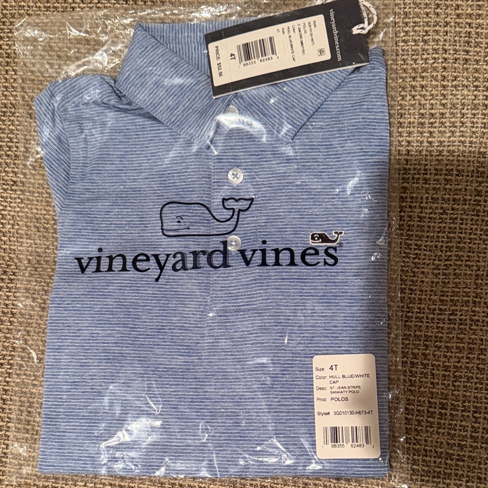 Vineyard Vines boys Striped Blue Polo